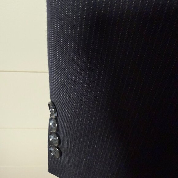 Vincenzo Le Collezion Navy Pin Stripe Cashmere & Wool Blazer L52 - Picture 8 of 11